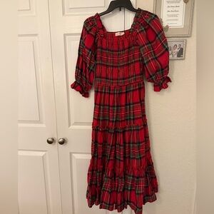 Ivy City Co Red and Green Plaid Dress